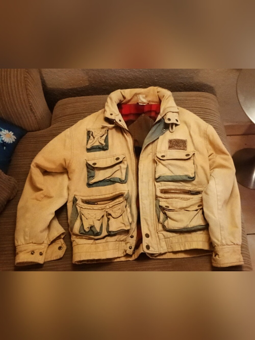 Marithe Francois Girbaud Tan Multi-Pocket Utility Jacket